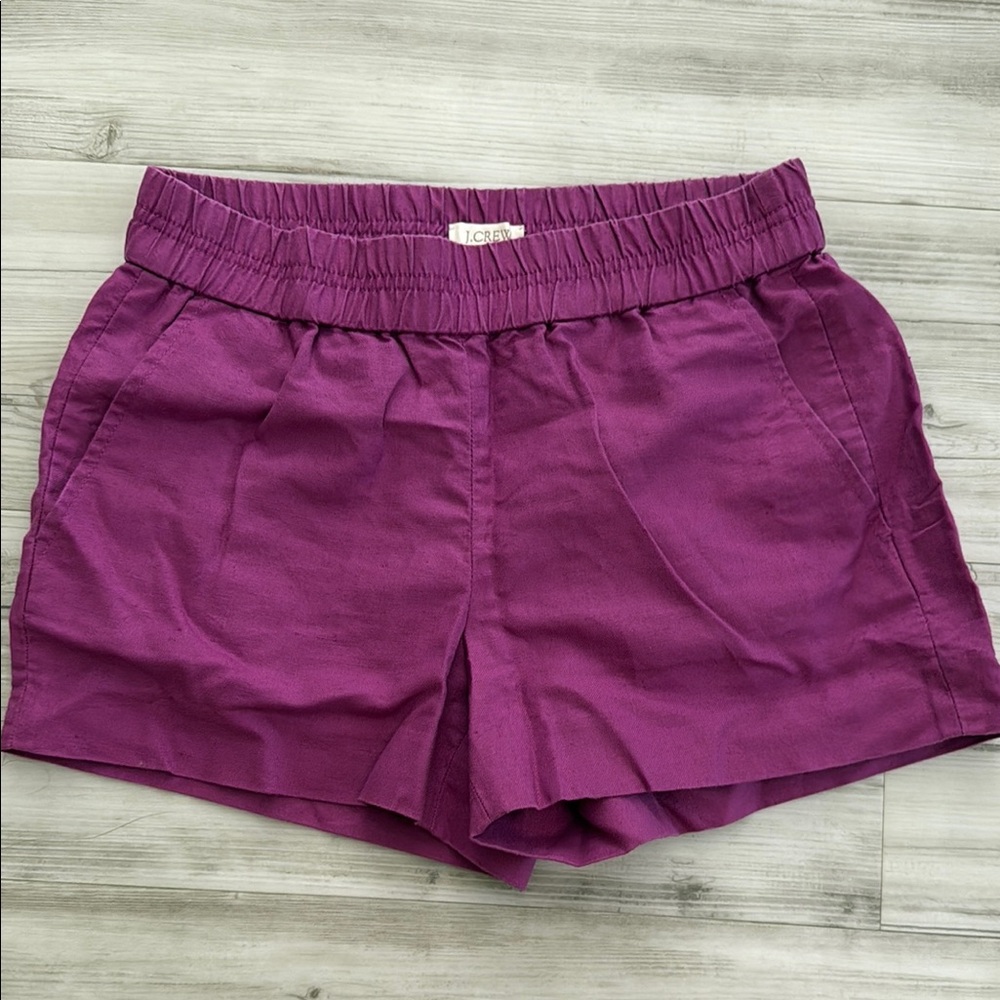 J. Crew High Waist Purple Shorts with Elastic Waistband